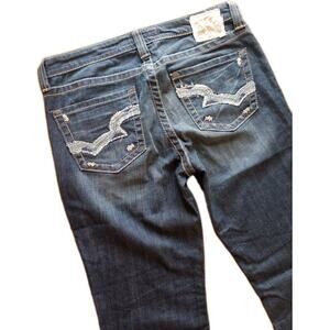 Big Star Women's Maddie Jeans Mid Rise Fit Bootcut Sz 29R Blue Baggy Embroidered